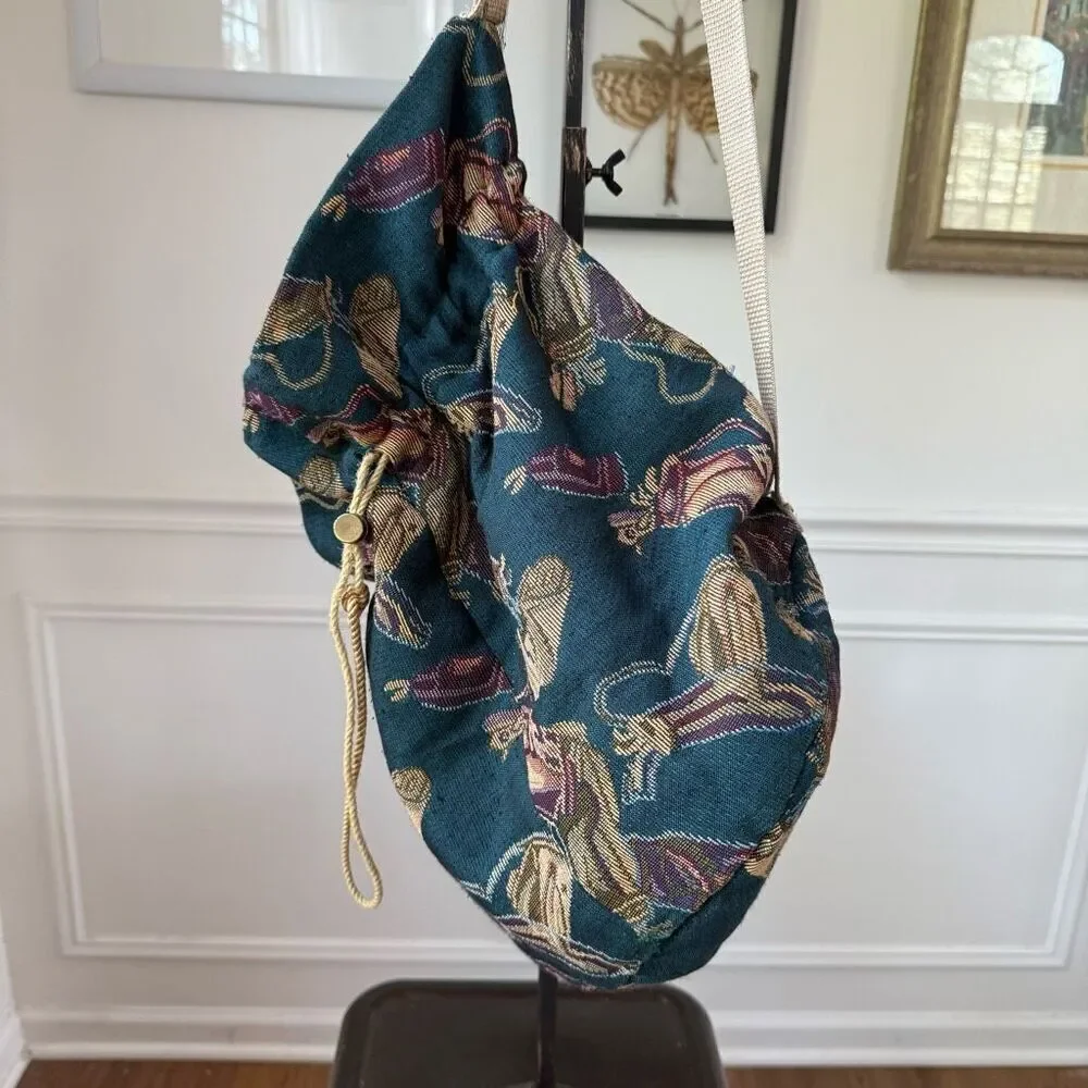 Vintage 90s Golf Tapestry Sling Shoulder Bag Drawstring